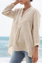 Casual Solid Patchwork V Neck Tops