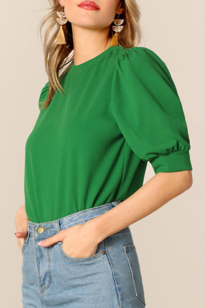 Casual Solid Patchwork O Neck Tops(9 Colors)