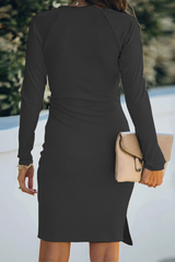 Elegant Solid Patchwork Strap Design V Neck Pencil Skirt Dresses