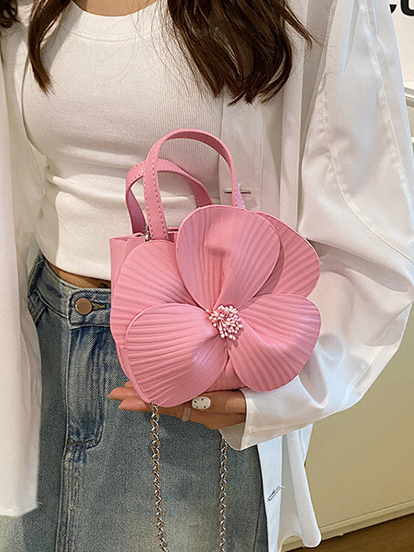 Flower Shape Pleated Split-Joint Bags Crossbody Bags Handbags Tote Bags