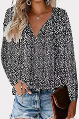 Elegant Print Patchwork Frenulum V Neck Tops