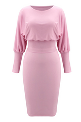 Elegant Solid Patchwork Fold O Neck Pencil Skirt Dresses