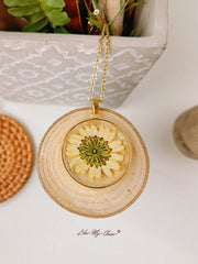 Resin Plant Necklace: Yellow Chrysanthemum Pendant