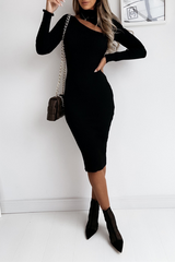 Fashion Elegant Solid Hollowed Out Split Joint Half A Turtleneck Pencil Skirt Dresses