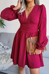 Fashion Elegant Solid Split Joint Fold Waist Skirt Dresses