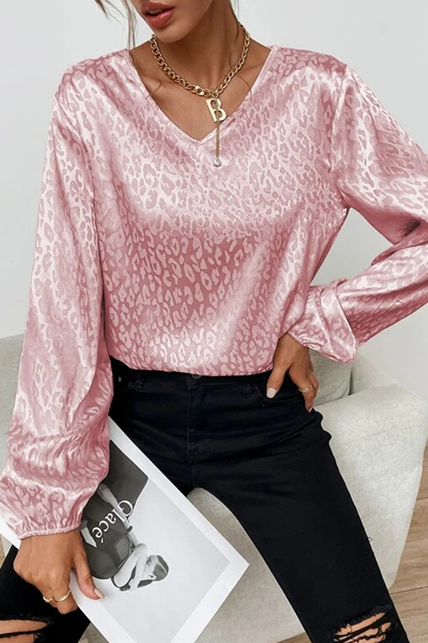 Fashion Elegant Print Patchwork Basic V Neck Blouses(9 Colors)