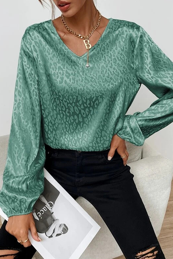 Fashion Elegant Print Patchwork Basic V Neck Blouses(9 Colors)