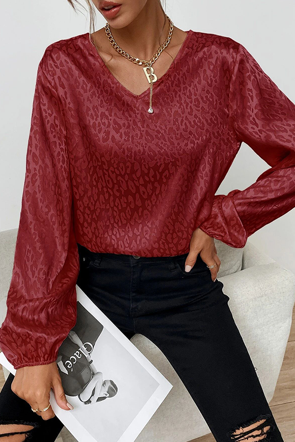 Fashion Elegant Print Patchwork Basic V Neck Blouses(9 Colors)