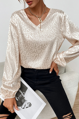 Fashion Elegant Print Patchwork Basic V Neck Blouses(9 Colors)