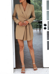 Fashion Solid Patchwork Turndown Collar Shirt Dress Dresses