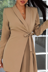 Fashion Solid Split Joint Turndown Collar Shirt Dress Dresses