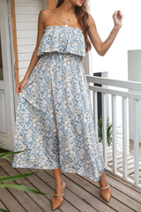 Casual Print Strapless Cake Skirt Dresses(8 Colors)