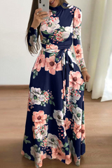 Fashion Print Half A Turtleneck Cake Skirt Dresses(3 Colors)