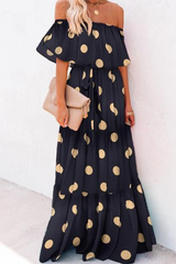 Fashion Gradual Change Flounce Off the Shoulder Cake Skirt Dresses