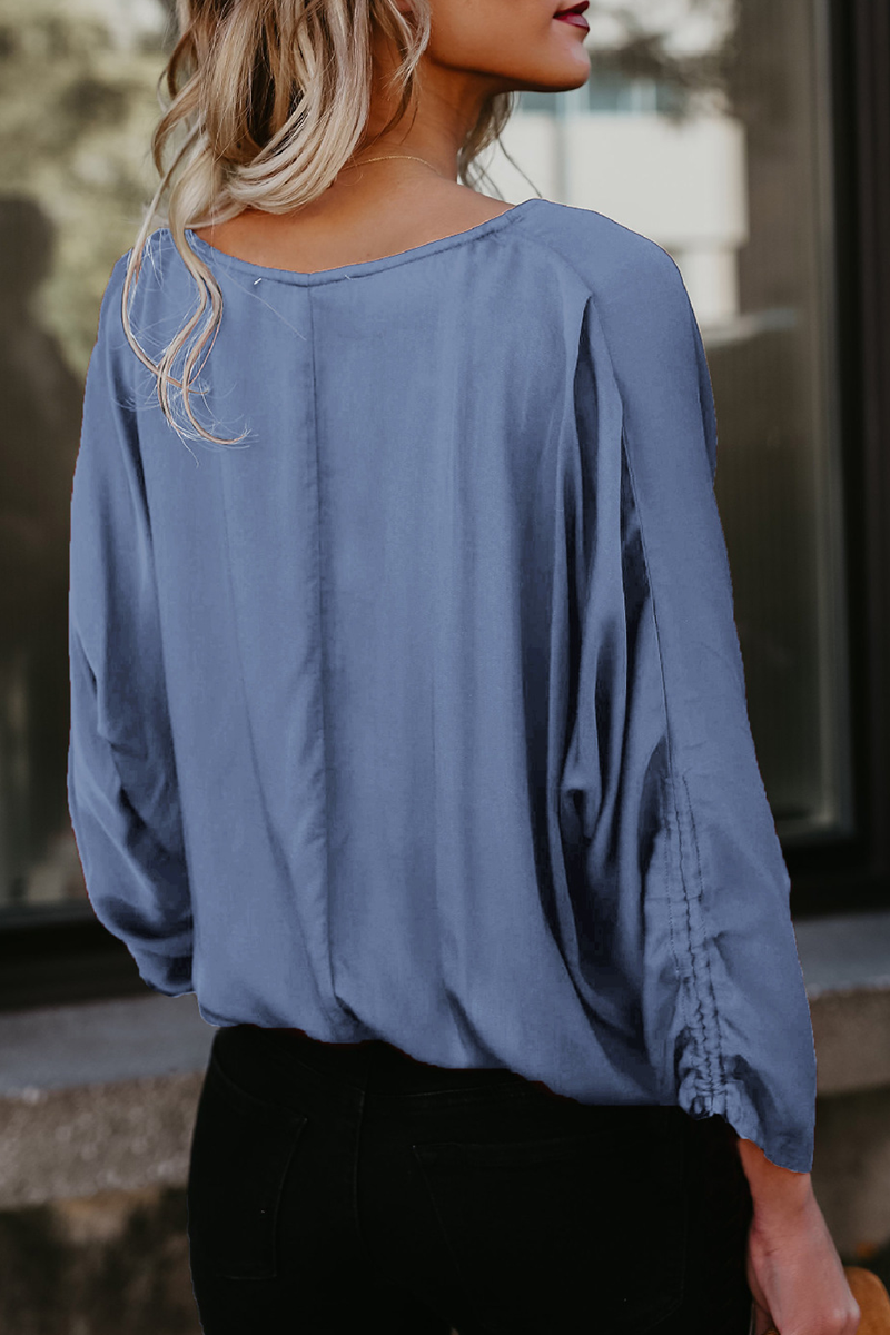 Casual Solid Patchwork V Neck Tops