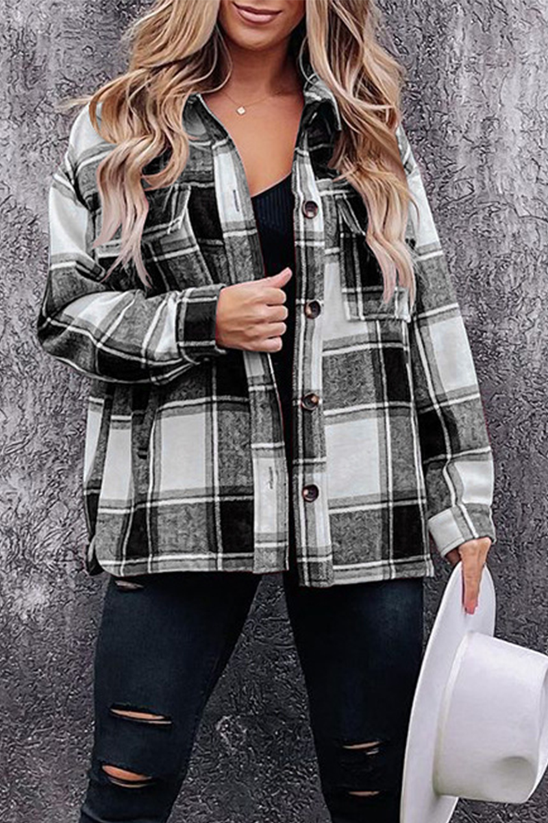 Casual Plaid Patchwork Turndown Collar Blouses(5 Colors)