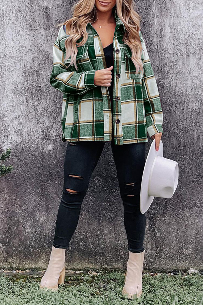 Casual Plaid Patchwork Turndown Collar Blouses(5 Colors)