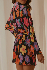 Casual Print Patchwork Turndown Collar Shirt Dress Dresses