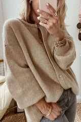 Fashion Solid Cardigan Cardigan Collar Outerwear