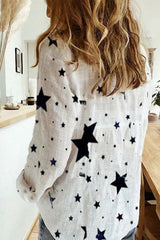 Fashion Casual Polka Dot Patchwork Printing Turndown Collar Tops