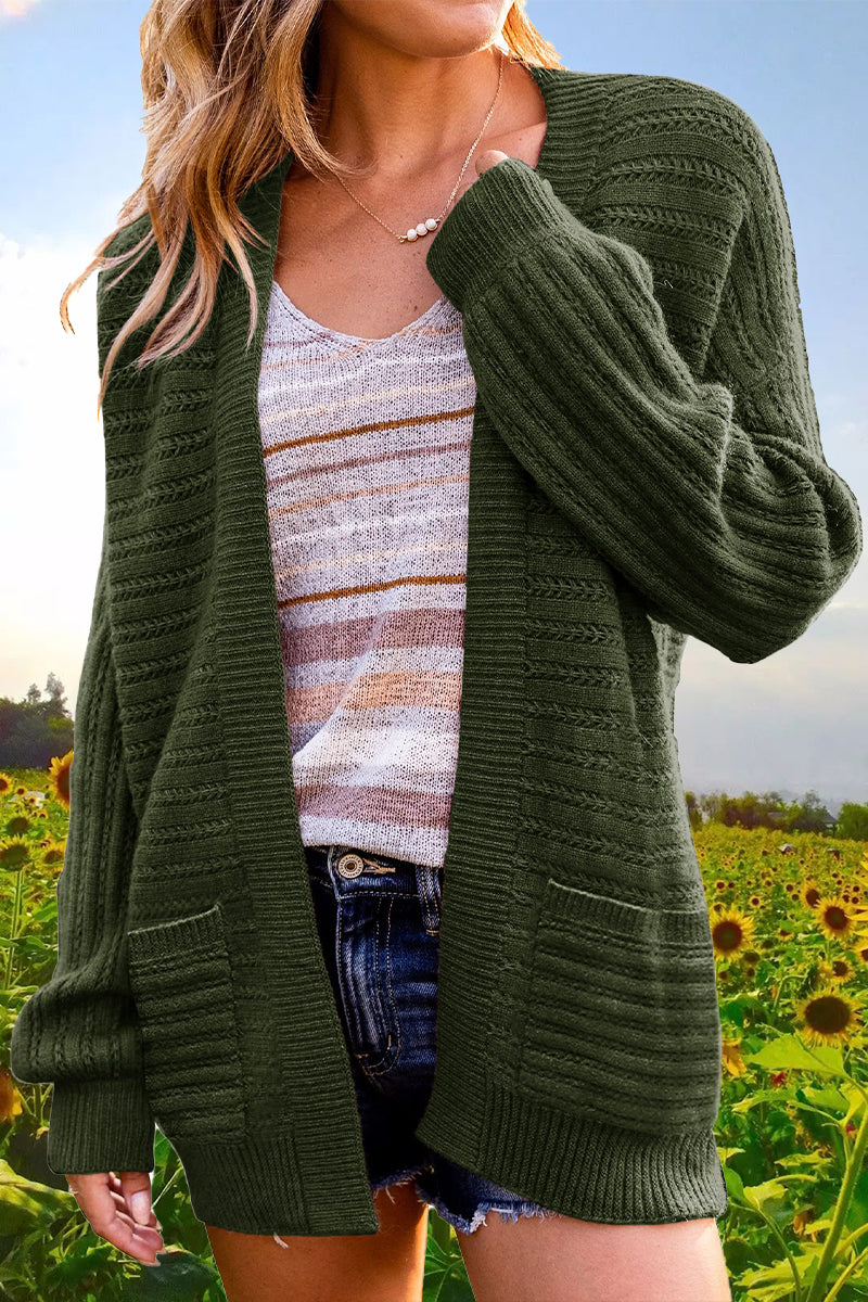 Casual Solid Hollowed Out V Neck Cardigans(6 Colors)