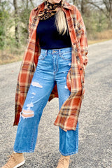 Casual Street Plaid Buttons Shirt Collar Blouses