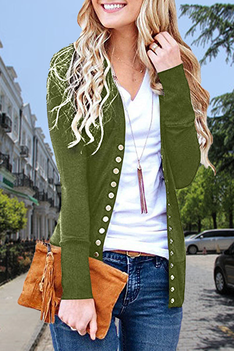 Casual Solid Buttons Solid Color Cardigan Collar Cardigans(11 Colors)