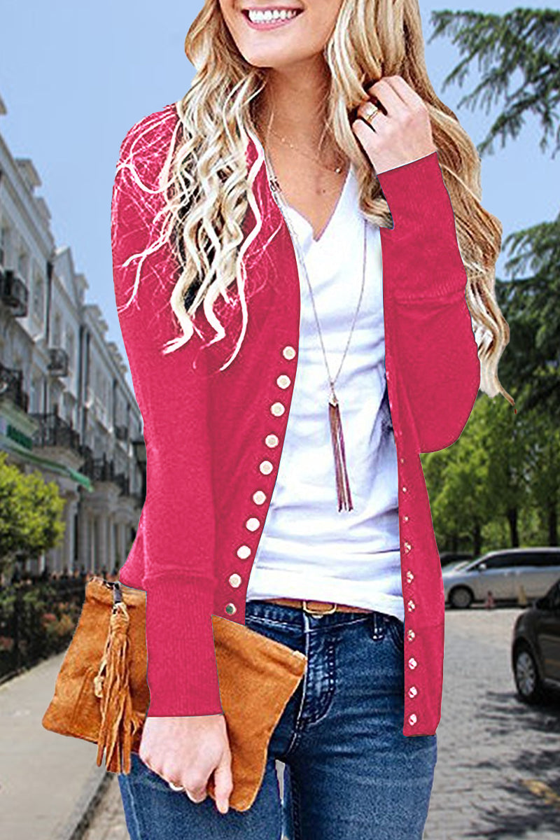 Casual Solid Buttons Solid Color Cardigan Collar Cardigans(11 Colors)