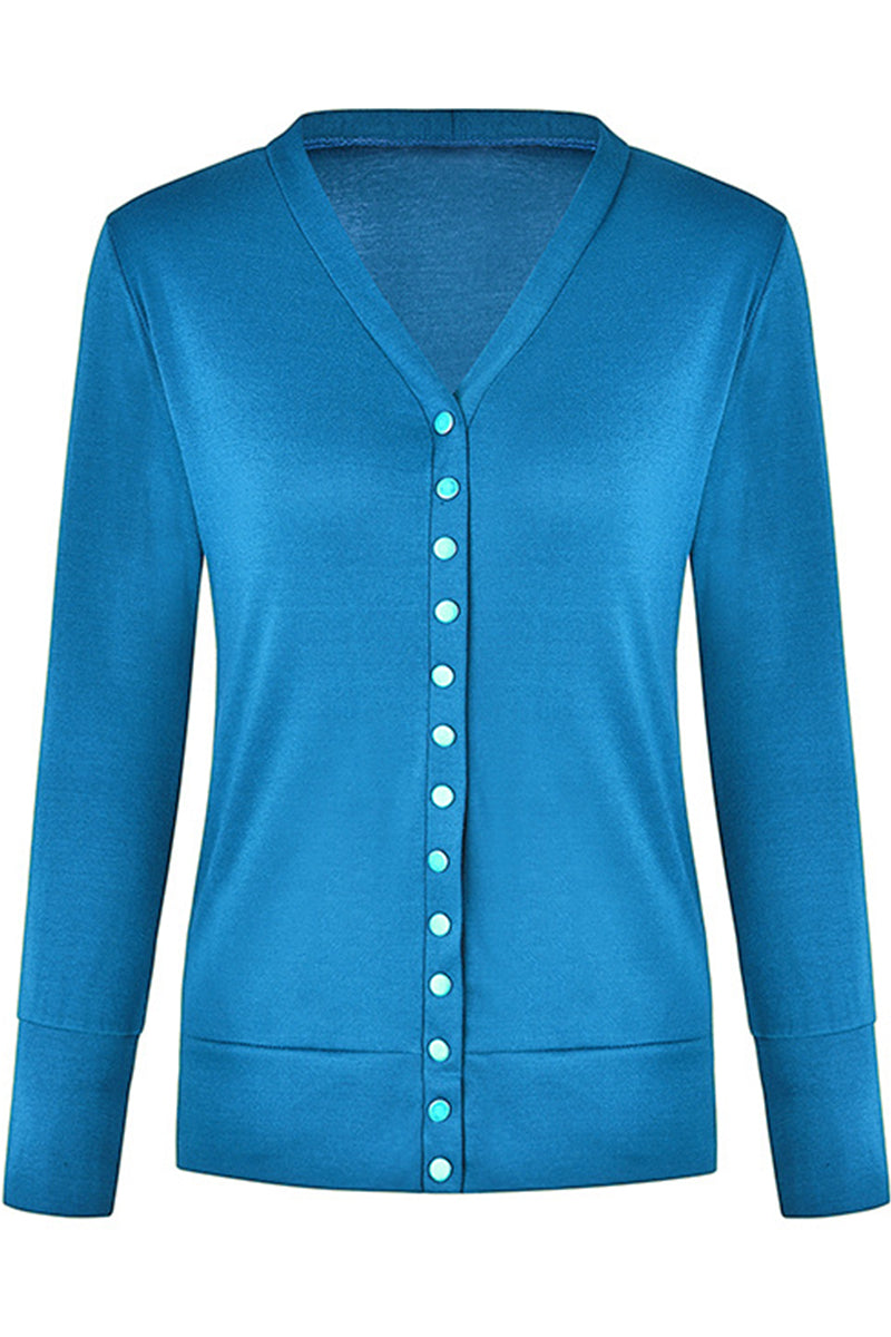 Casual Solid Buttons Solid Color Cardigan Collar Cardigans(11 Colors)