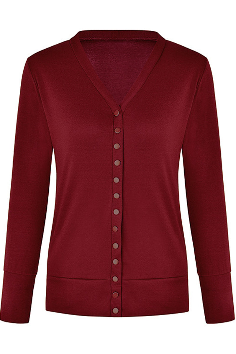 Casual Solid Buttons Solid Color Cardigan Collar Cardigans(11 Colors)