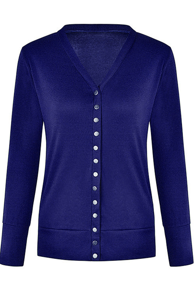 Casual Solid Buttons Solid Color Cardigan Collar Cardigans(11 Colors)