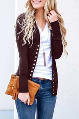 Casual Solid Buttons Solid Color Cardigan Collar Cardigans(11 Colors)