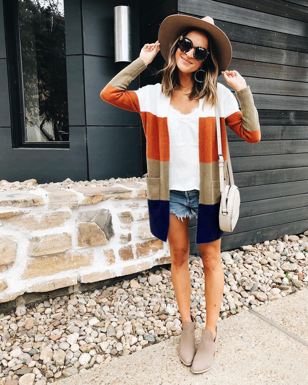 Fashion Striped Cardigan Colorblock Coat