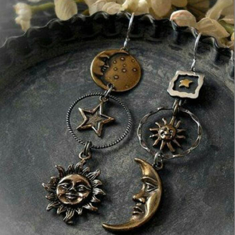 Vintage Sun Moon Star Earrings