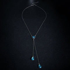 Wisherryy Heart Shaped Water Drop Gemstone Pendant Necklace