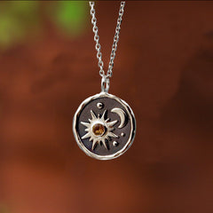 Wisherryy Sun & Moon Carved Mistery Necklace