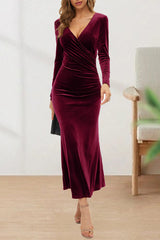 Sweet Elegant Solid V Neck Evening Dress Dresses(4 Colors)