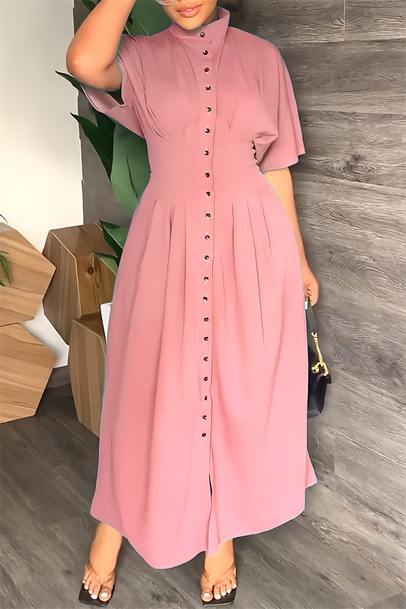 Casual Solid Patchwork Half A Turtleneck Long Dress Dresses