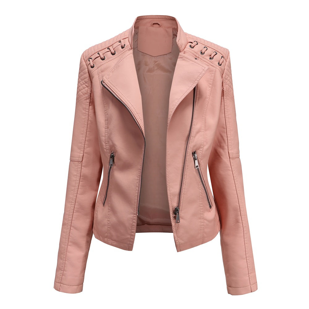 Size Spring Autumn Women Leather Jacket Women Short Jacket Slim Thin Leather Coat Ladies Motorcycle Clothing