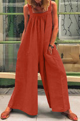 Casual Daily Solid Square Collar Loose Jumpsuits(5 Colors)