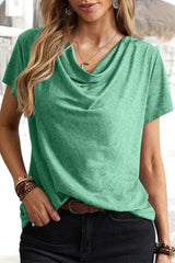 Casual Daily Solid Asymmetrical U Neck T-Shirts(5 Colors)