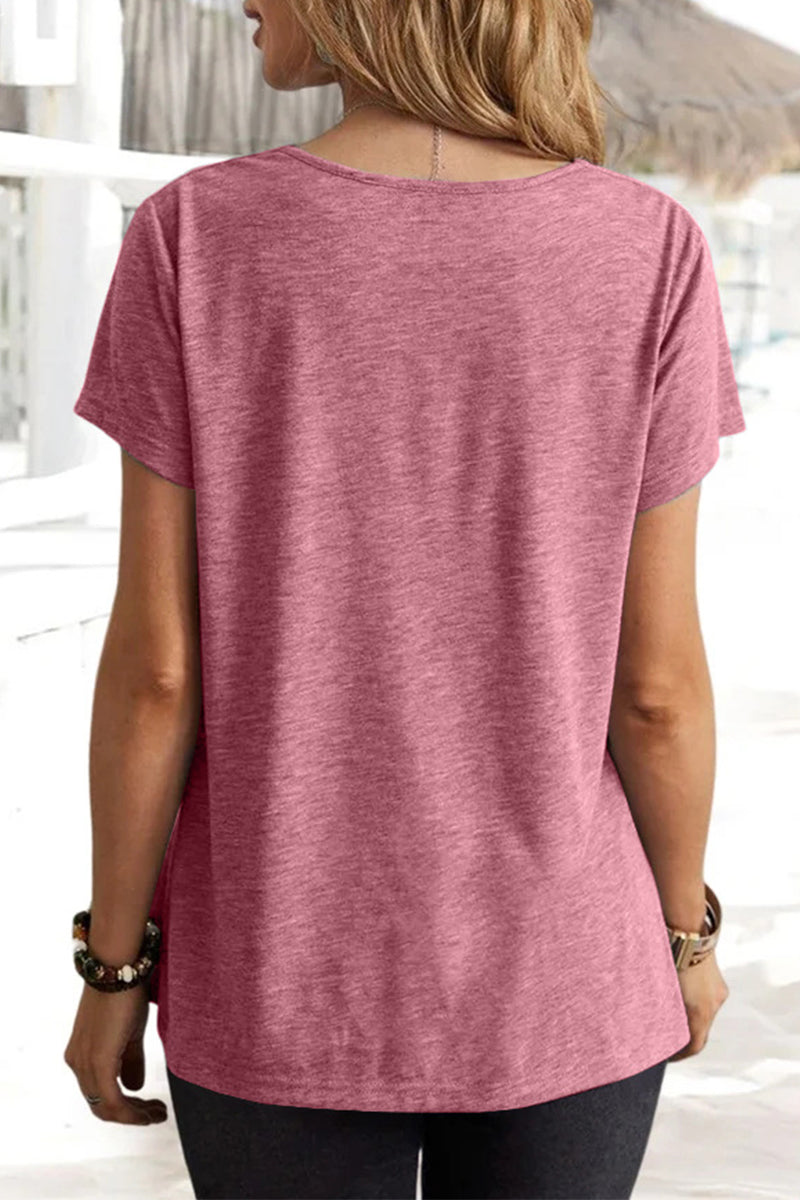 Casual Daily Solid Asymmetrical U Neck T-Shirts(5 Colors)