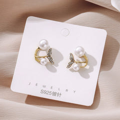 Casual Daily Patchwork Pearl Rhinestone Earrings