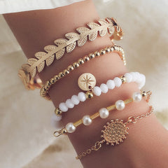 Daily Vintage Solid Pearl Bracelets Five Piece Set