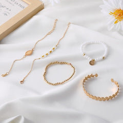 Daily Vintage Solid Pearl Bracelets Five Piece Set