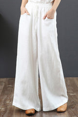 Casual Daily Solid Pocket Loose High Waist Wide Leg Solid Color Bottoms