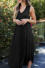 Casual Simplicity Solid Slit V Neck Vest Dress Dresses