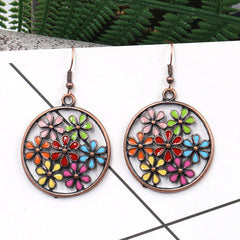 Fashion Round Cutout Flower Earrings