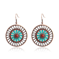 Fashion Round Cutout Flower Earrings