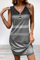 Casual Striped Contrast V Neck Sleeveless Dress Dresses(6 Colors)